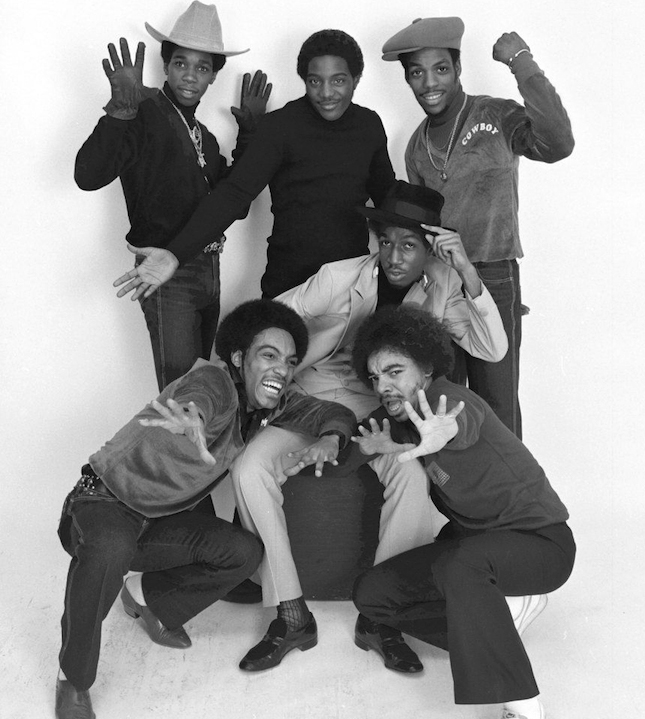 Grandmaster Flash and the Furious Five — 1982 Sugar Hill Records press photo (public domain, via Wikimedia Commons).
